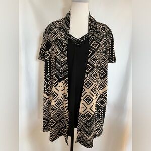 Lavish -‎ Geometric Beaded Neckline Layered Short Sleeve Shirt Jacket Size L